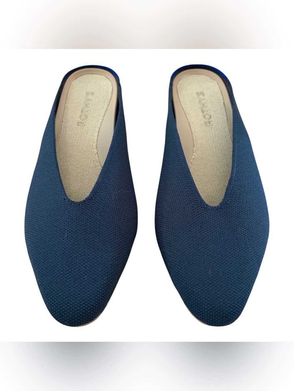 Rothy's Almond Shape Demi Mule in Navy Blue Knit US 7.5